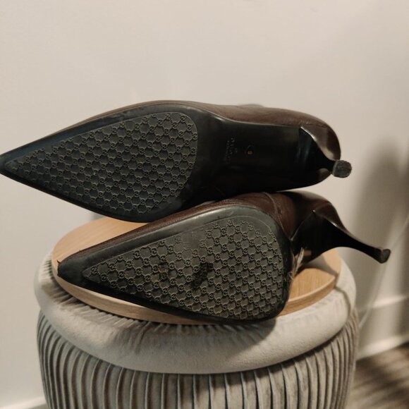 Gucci Dark Brown Leather Heeled Boot 163369 - Picture 5 of 5